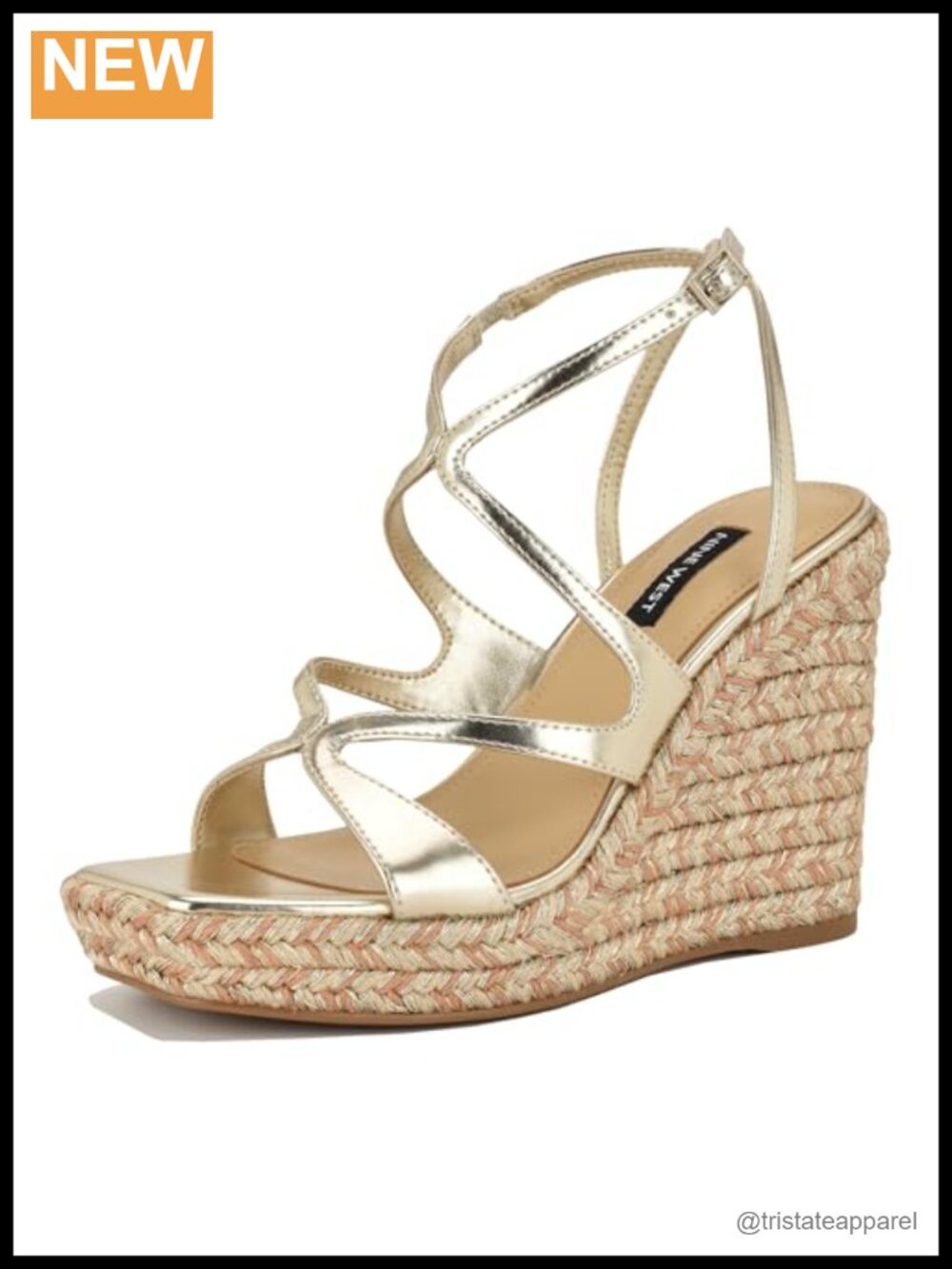 Wedge Dress Sandals Faux Leather Slingback Square Toe Buckle